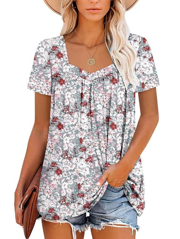 CYRENE – COSY TOP WITH SHORT SLEEVES & PRINT