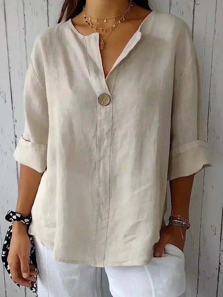 Aria - Casual Short Sleeve V-Neck Blouse