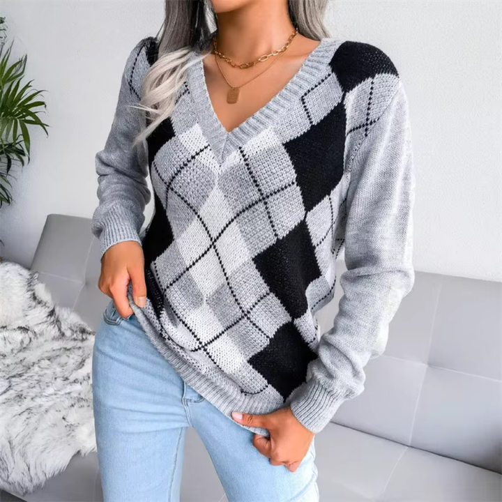 Textured V-Neck Knit Sweater