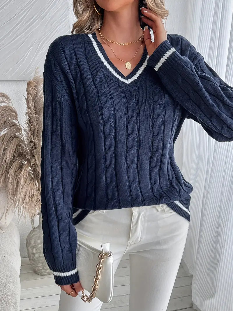 THALENIA – STYLISH AND COMFORTABLE V-NECK SWEATER