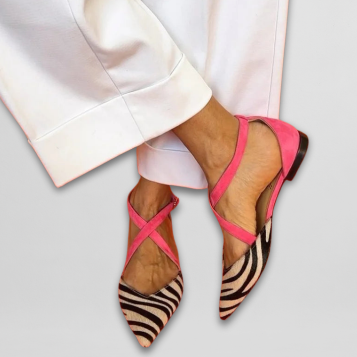 ROSANETH – ZEBRA-PRINT BALLERINAS WITH FUCHSIA STRAPS
