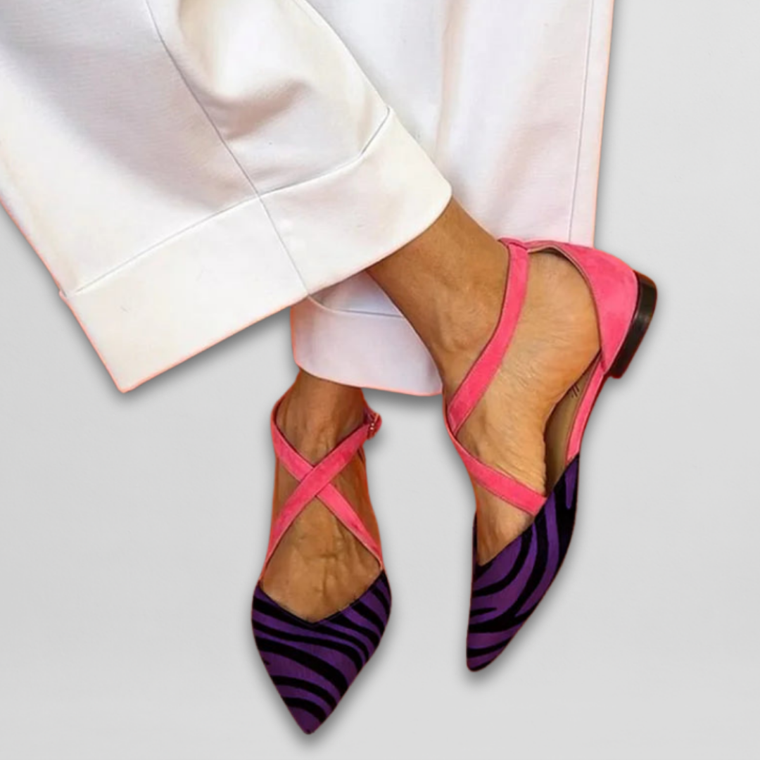 ROSANETH – ZEBRA-PRINT BALLERINAS WITH FUCHSIA STRAPS
