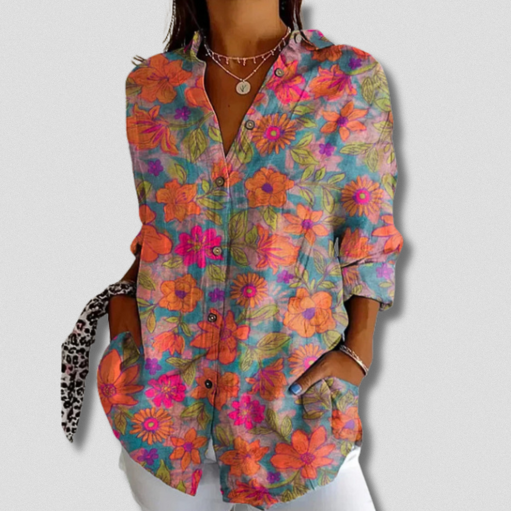 Fallon - Long Sleeve Floral Button-Down Shirt