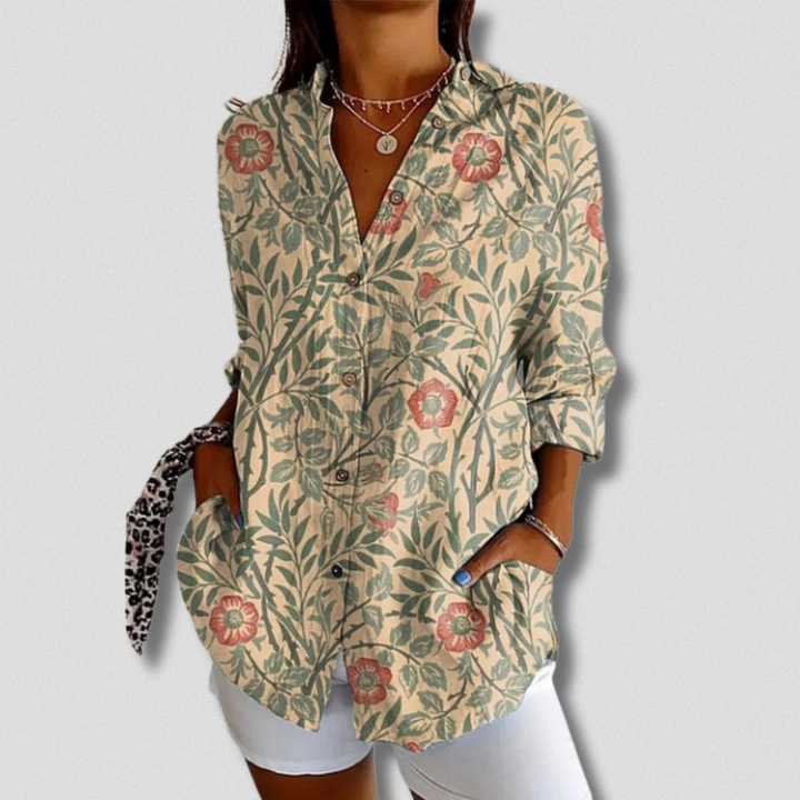 Fallon - Long Sleeve Floral Button-Down Shirt