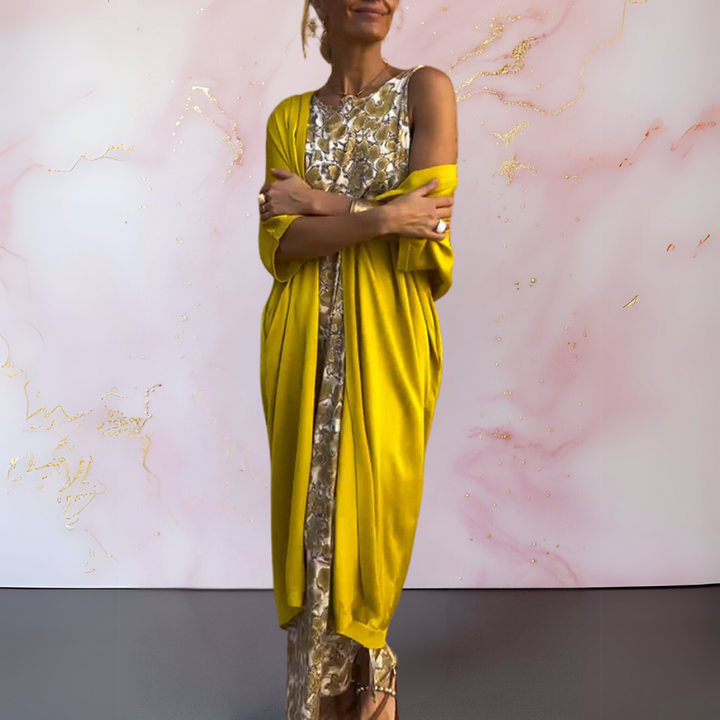 IRAVELLE – ELEGANT DRESS WITH CARDIGAN