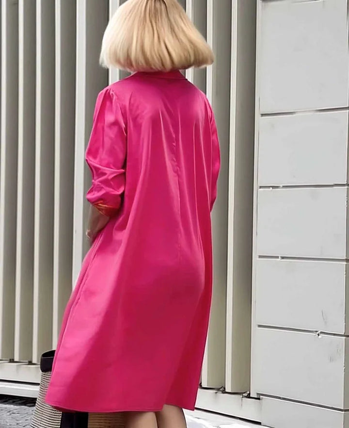 SAORI – SHIRT COLLAR POCKET MIDI DRESS