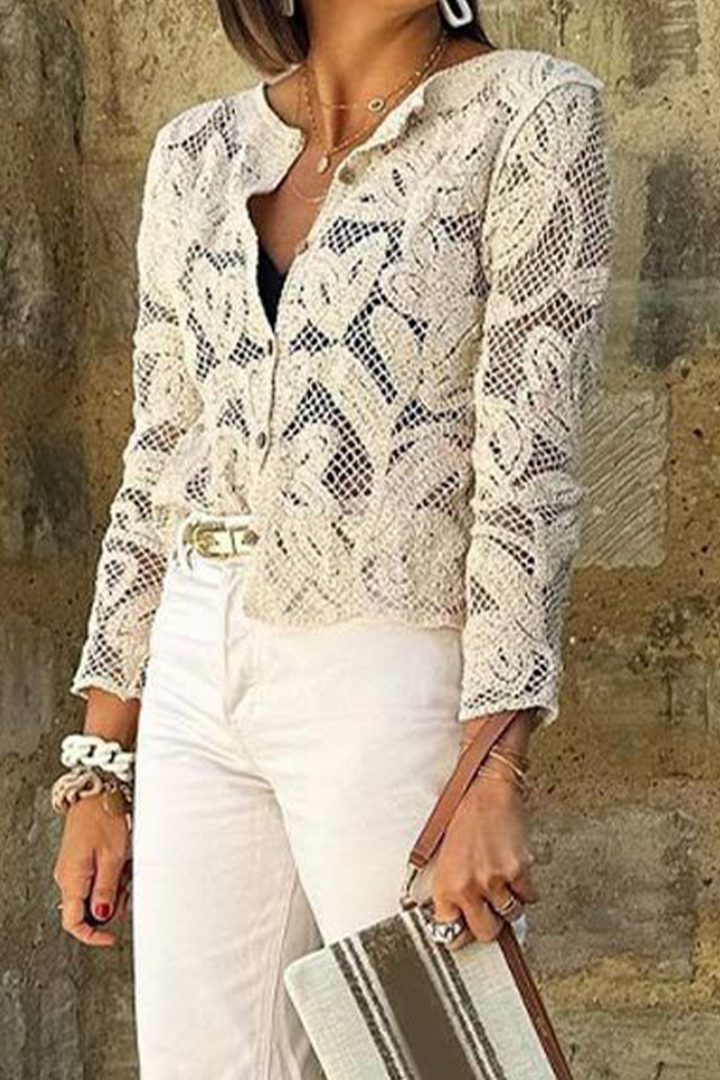 ROSELANI – CASUAL DAILY HOLLOW OUT BUTTONS O-NECK OUTERWEAR