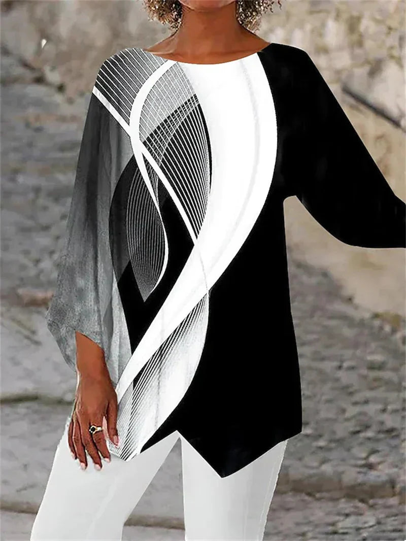 ELIONYSSE – ROUND NECK AND LONG SLEEVE PRINTED SHIRT