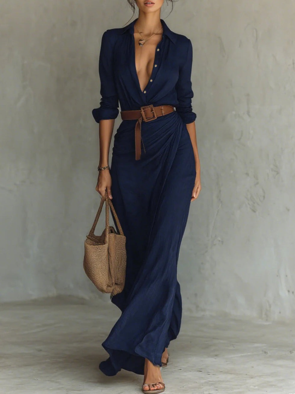 Luchia-Long belted dress