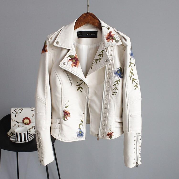 ENSHIA - TRENDY EMBROIDERED LEATHER JACKET
