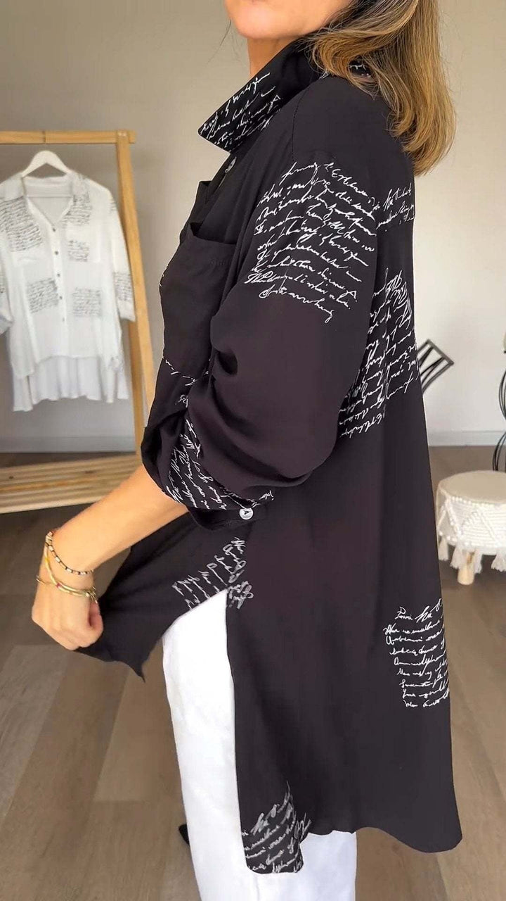 AVENETTE – HANDWRITTEN-STYLE BUTTON-UP SHIRT