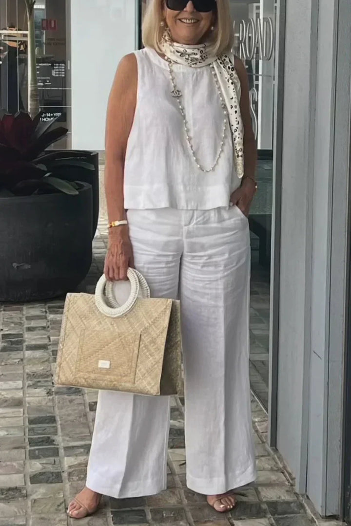 ZURI – COTTON AND LINEN SLEEVELESS SUIT