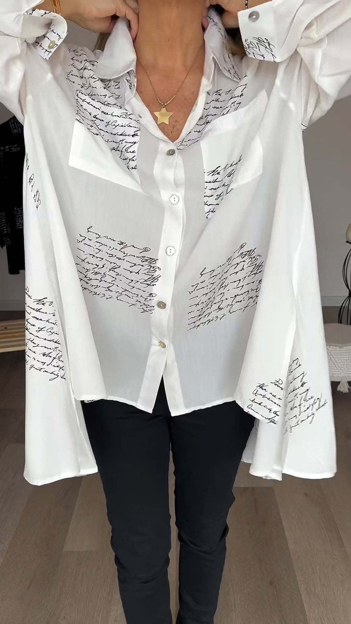AVENETTE – HANDWRITTEN-STYLE BUTTON-UP SHIRT