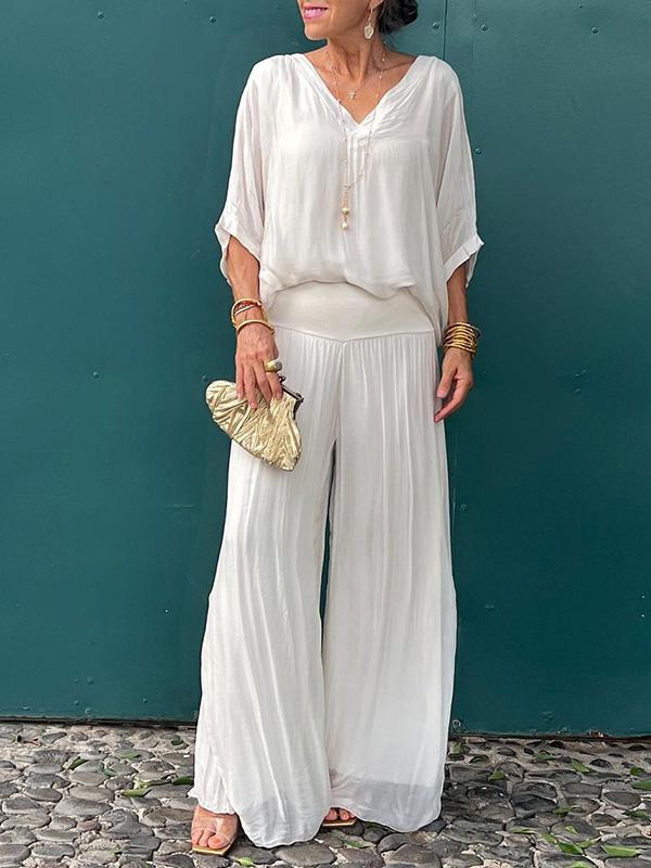 ESMERALDA – ELEGANT CHIFFON WIDE-LEG PANTS TWO-PIECE SET