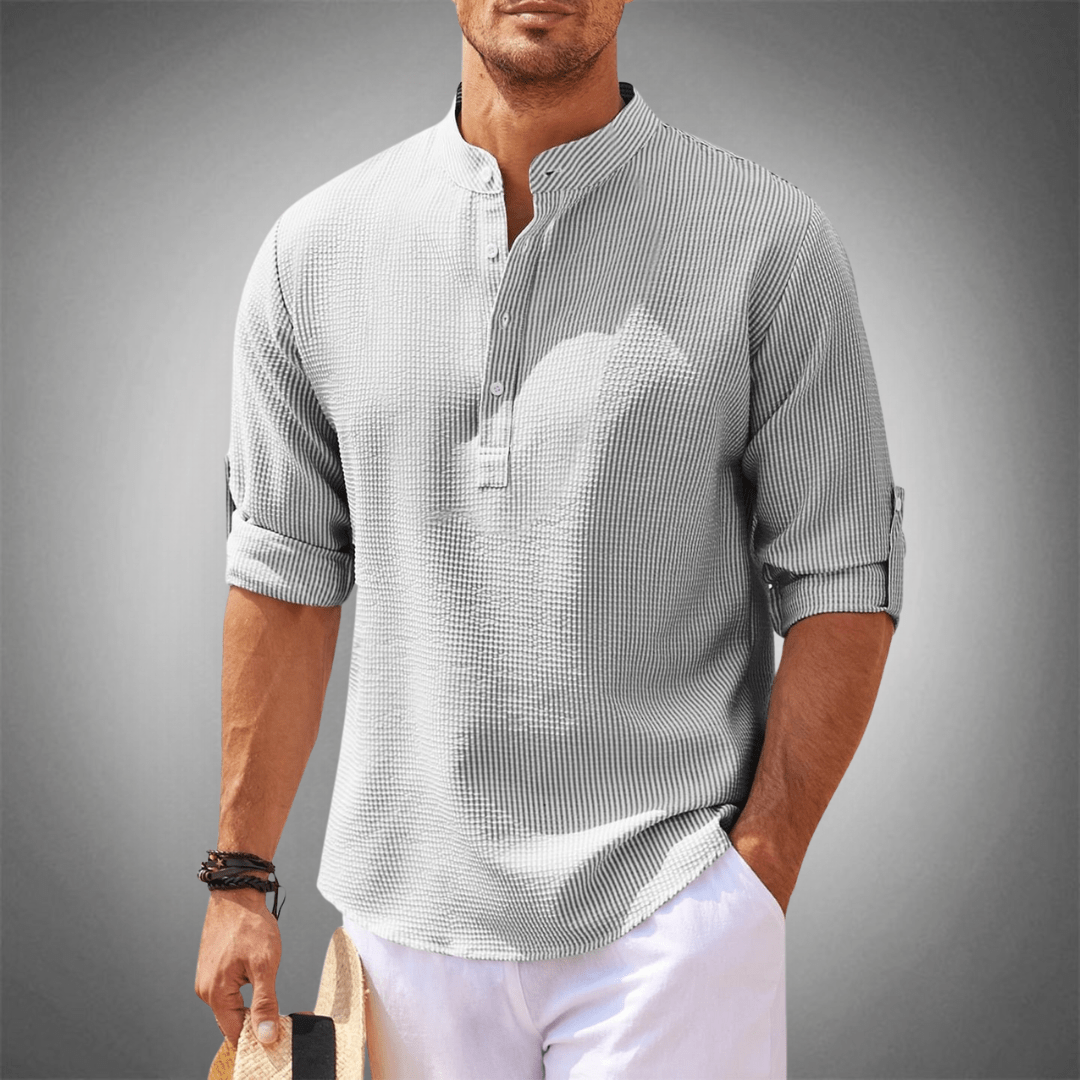 BROOKE – TEXTURED HENLEY COLLAR SHIRT