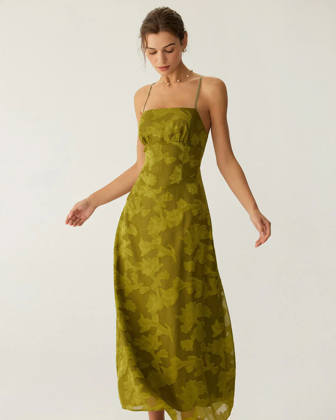 LIORA – JACQUARD SLIP BACKLESS MAXI DRESS