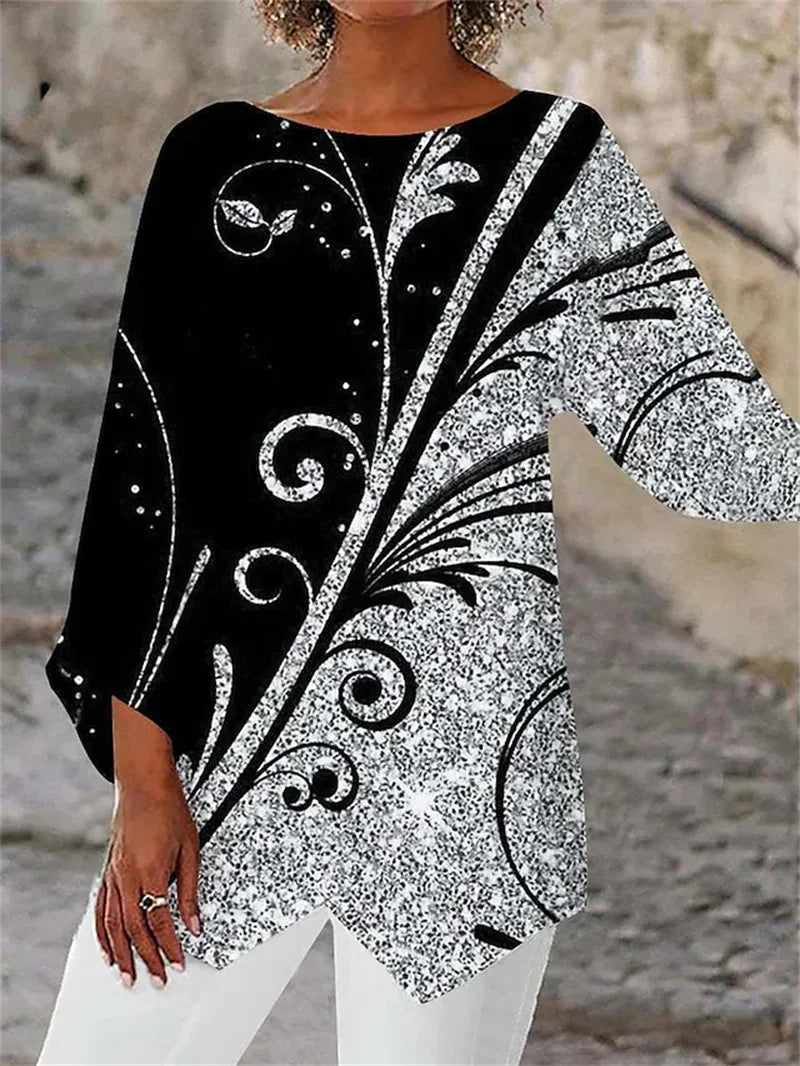 ELIONYSSE – ROUND NECK AND LONG SLEEVE PRINTED SHIRT