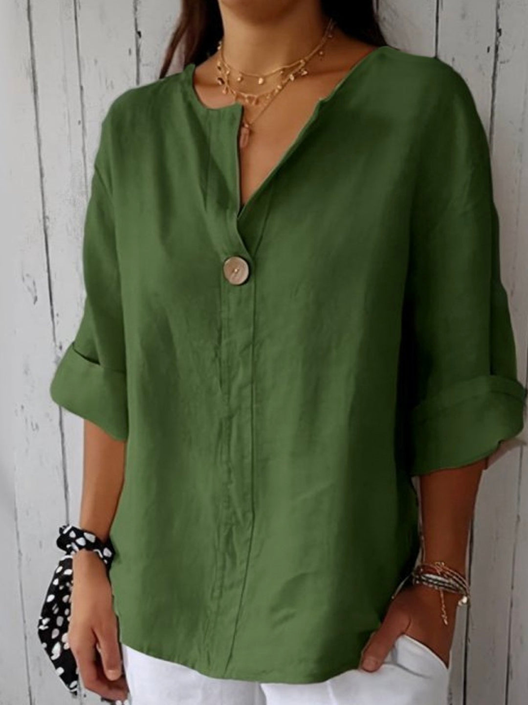 Aria - Casual Short Sleeve V-Neck Blouse