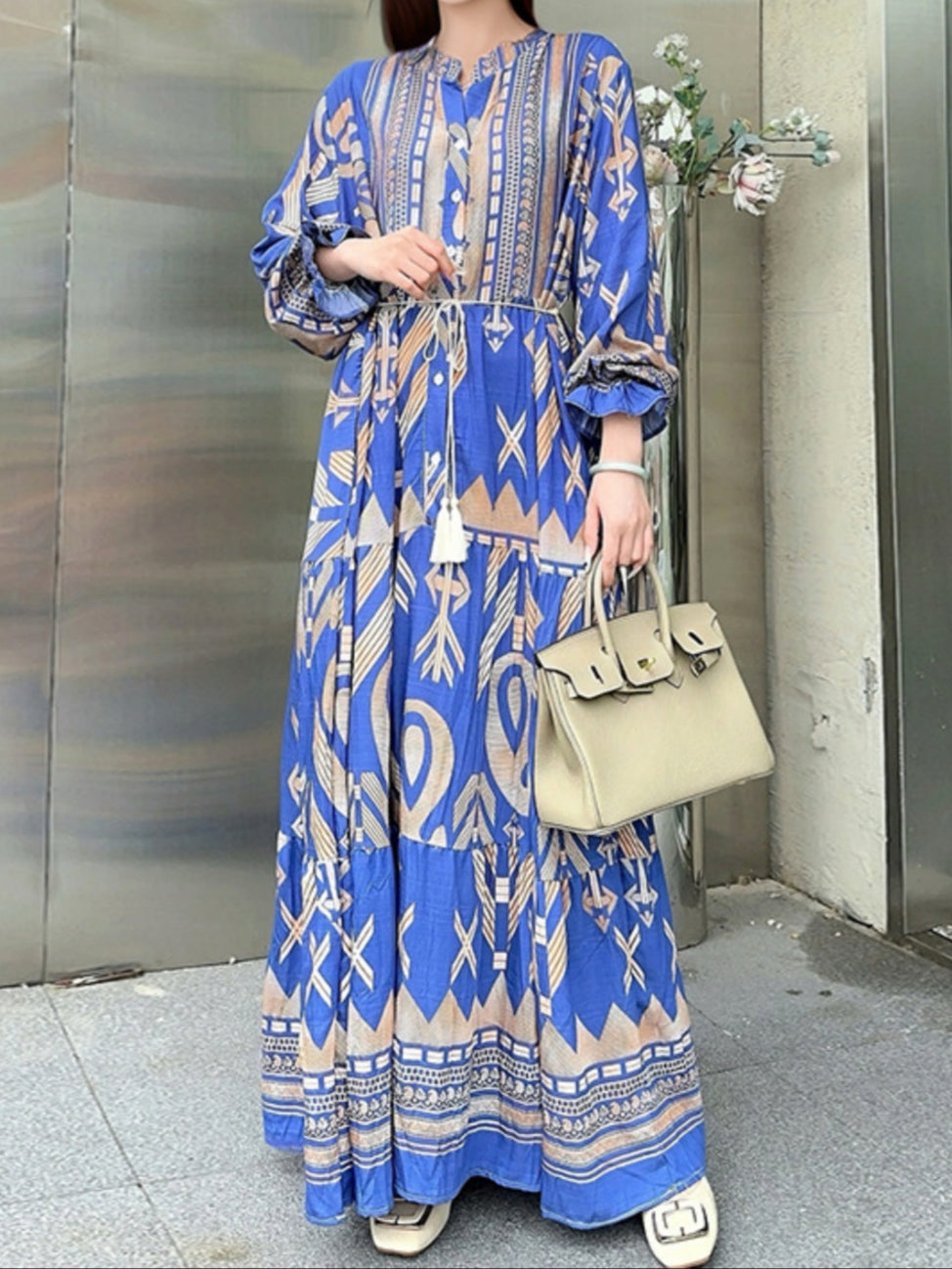 MIREYA – RELAXED LANTERN SLEEVE DRESS