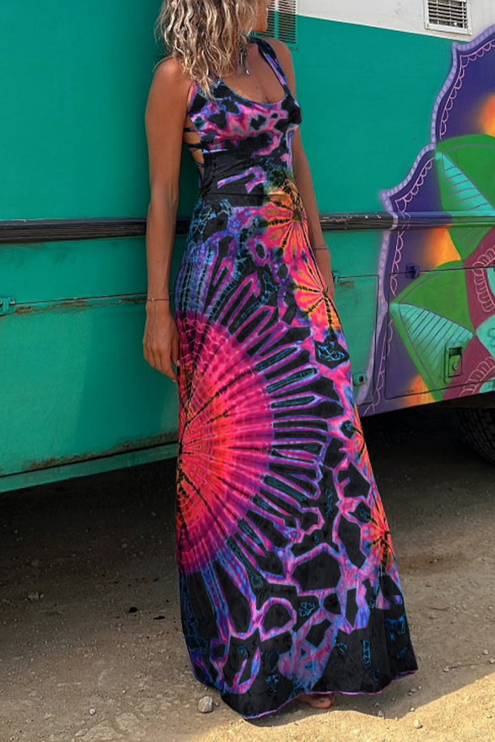 CAMELLIA – SEXY COLLEGE PRINT BACKLESS DRESS