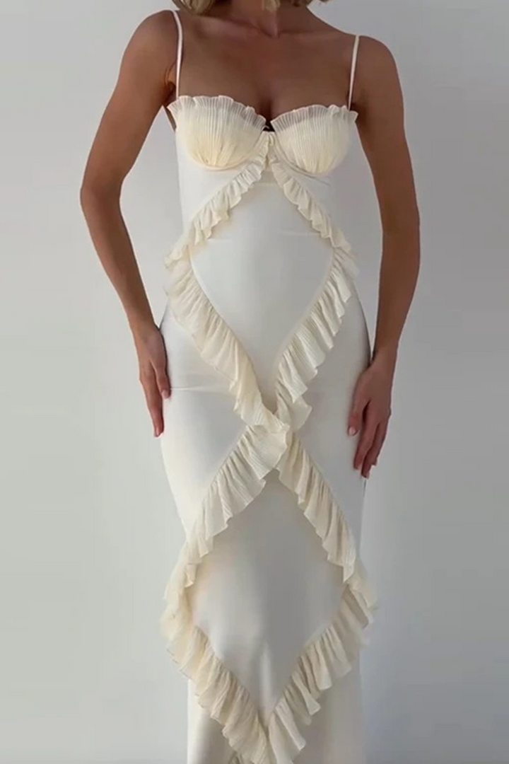 WINONA – SEXY PATCHWORK RUFFLE V-NECK SLING DRESS