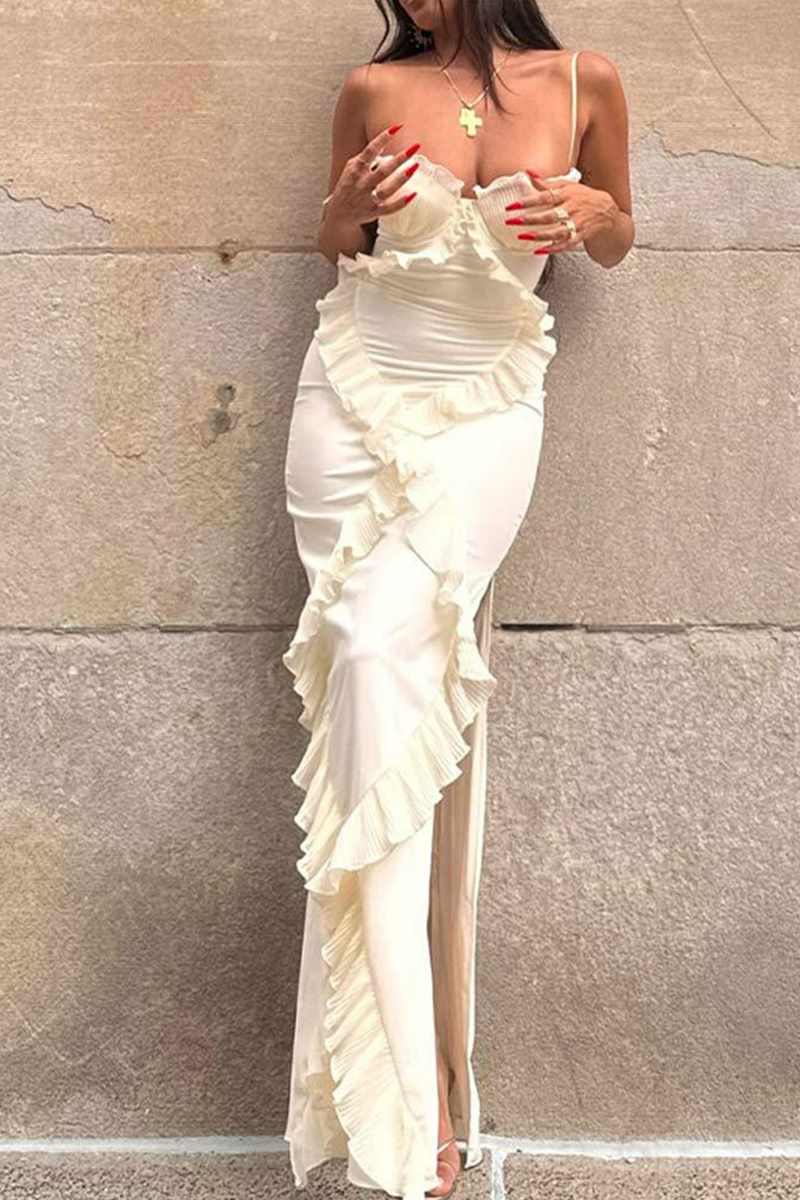 WINONA – SEXY PATCHWORK RUFFLE V-NECK SLING DRESS