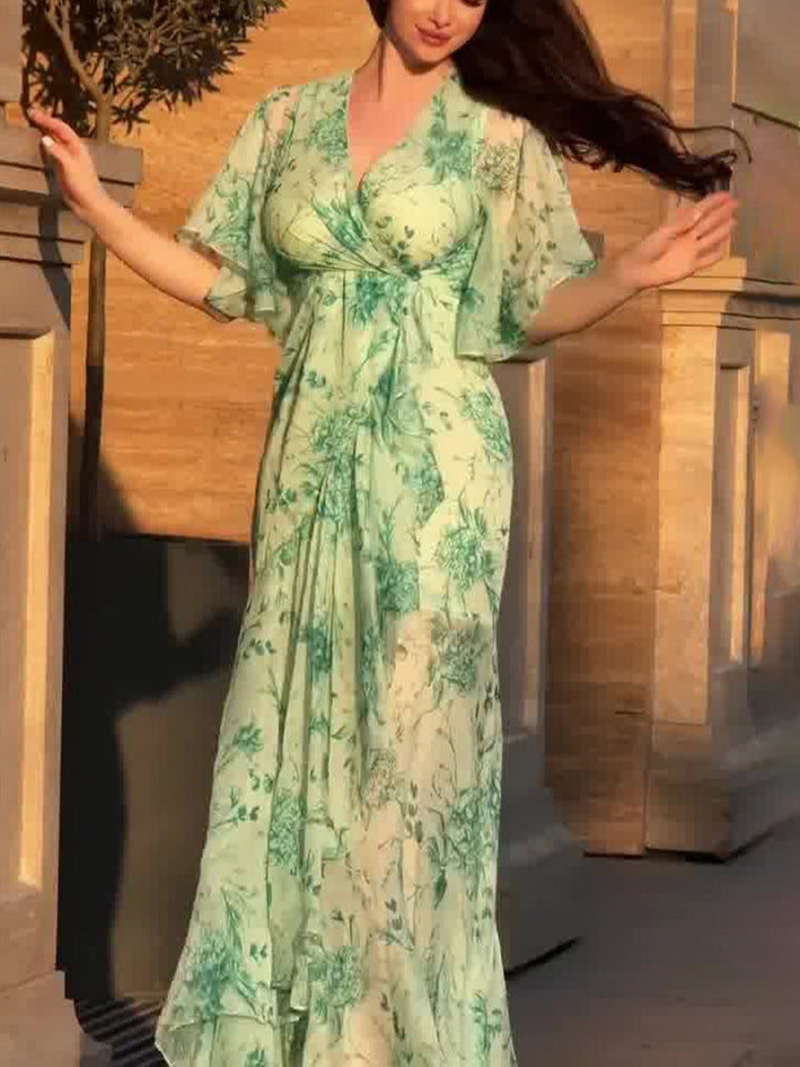 EVELINA – V-NECK PRINTED DRESS