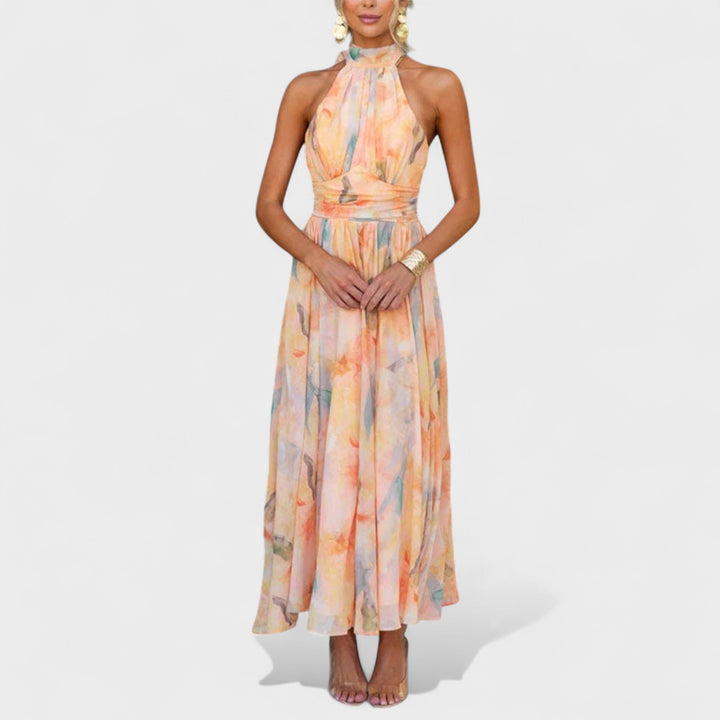Miva - Abstract Halter Maxi Dress