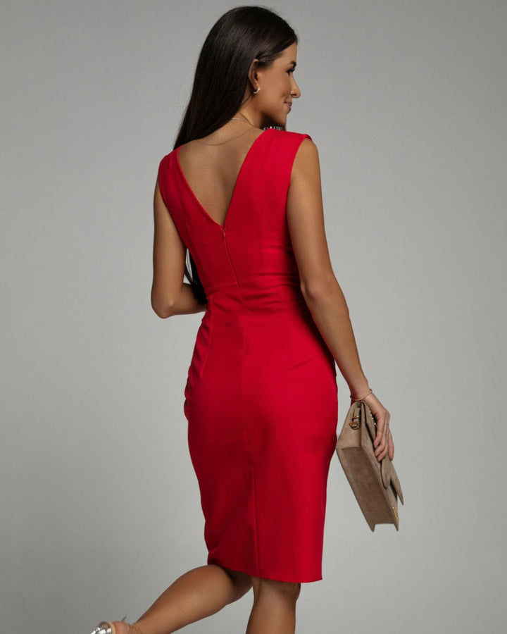 Sophia - Elegant V-Neck Slit Dress