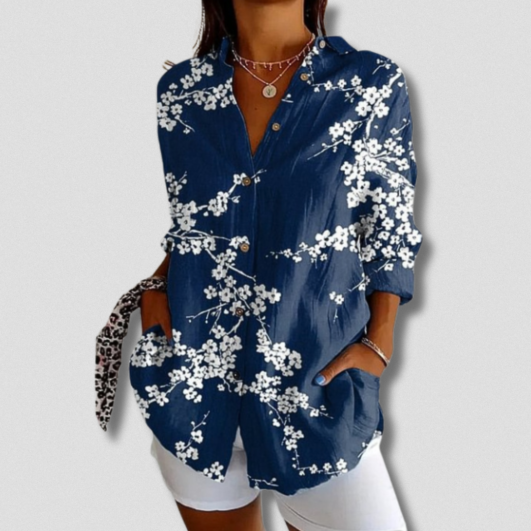 Fallon - Long Sleeve Floral Button-Down Shirt