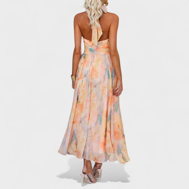 Miva - Abstract Halter Maxi Dress