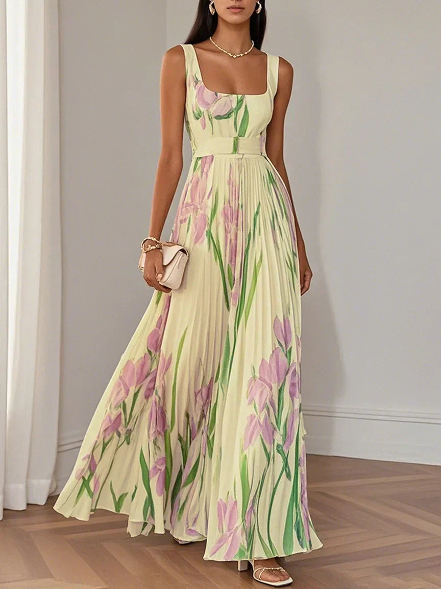 MYRITHIA – ELEGANT PLEATED MAXI DRESS
