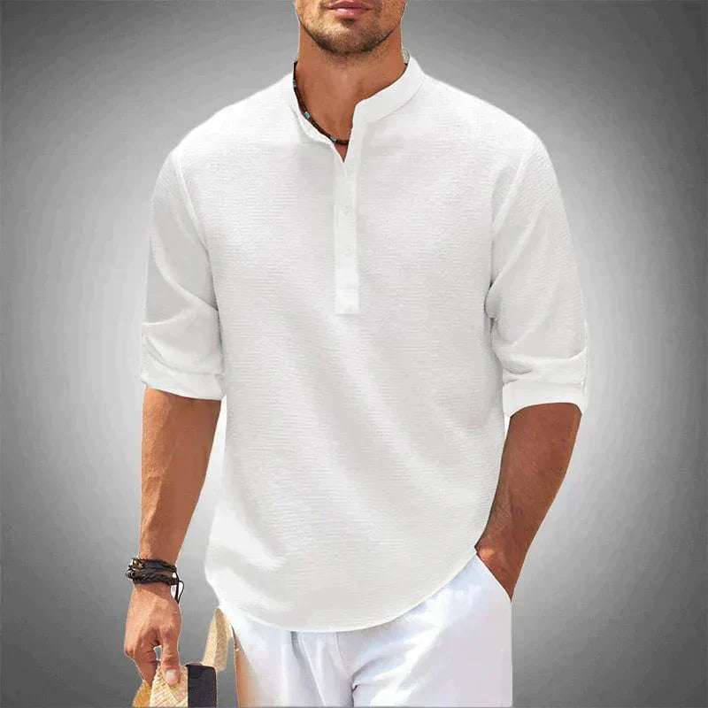 BROOKE – TEXTURED HENLEY COLLAR SHIRT