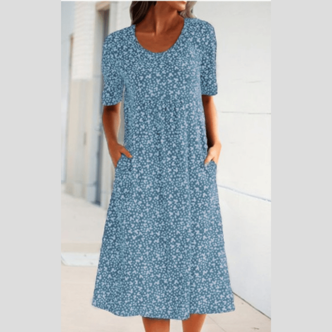 WINNY - CHIC MIDI DRESS WITH FLORAL STYLE
