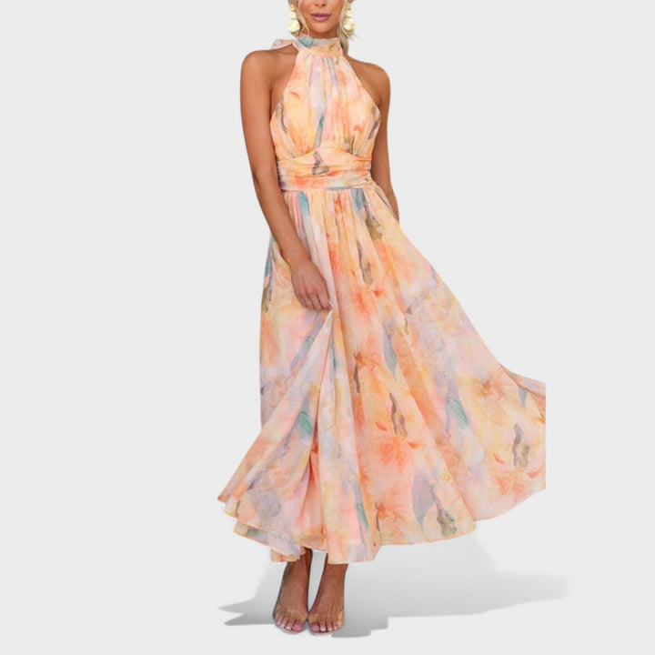 Miva - Abstract Halter Maxi Dress