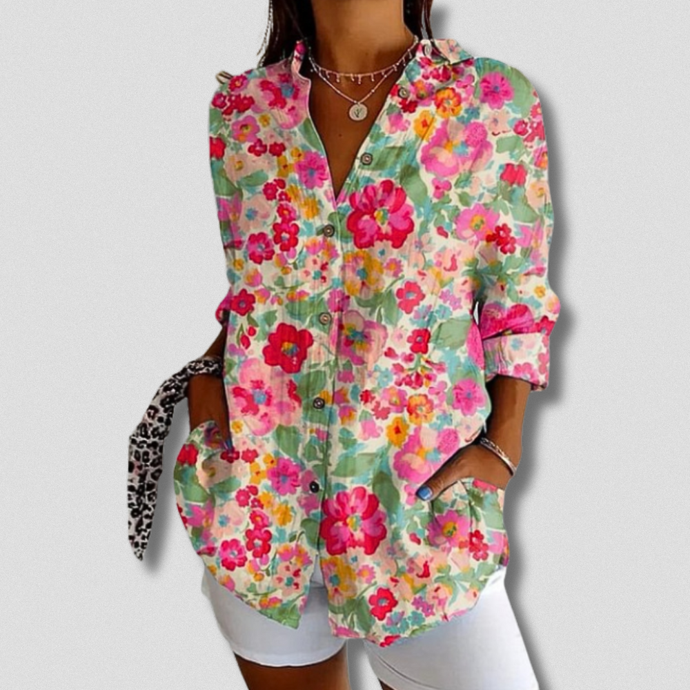 Fallon - Long Sleeve Floral Button-Down Shirt