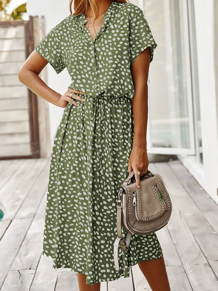 NAYIRA – RELAXED BUTTON-UP MIDI DRESS