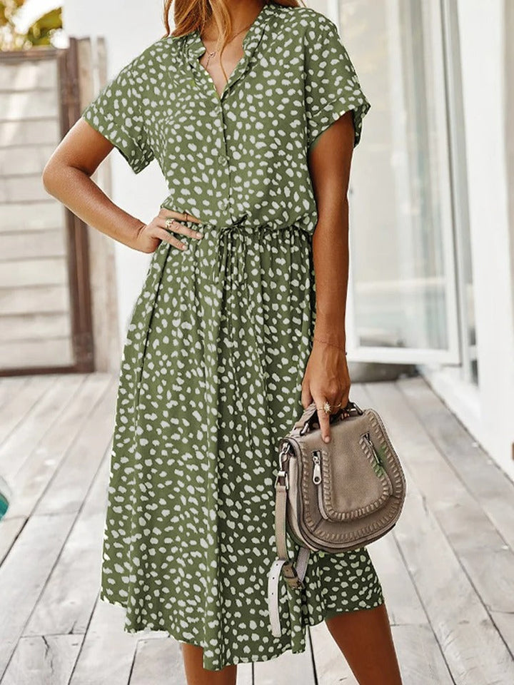NAYIRA – RELAXED BUTTON-UP MIDI DRESS