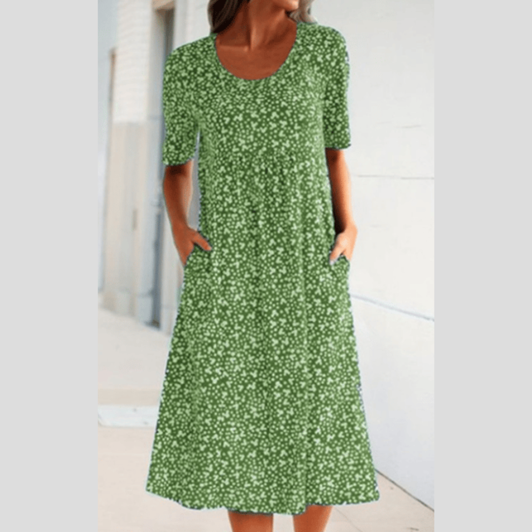 WINNY - CHIC MIDI DRESS WITH FLORAL STYLE
