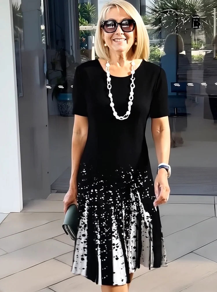 Rosara - Comfortable Loose Printed Medium Dress