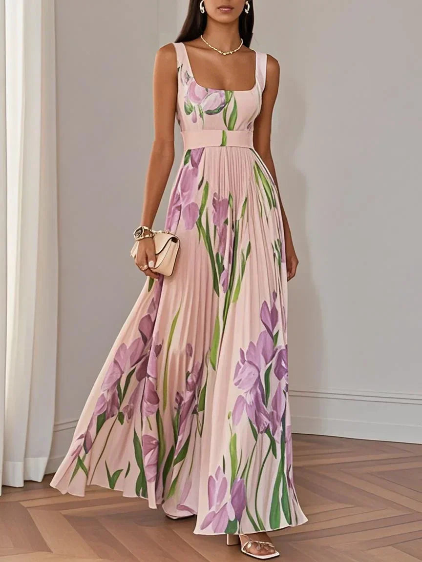 MYRITHIA – ELEGANT PLEATED MAXI DRESS