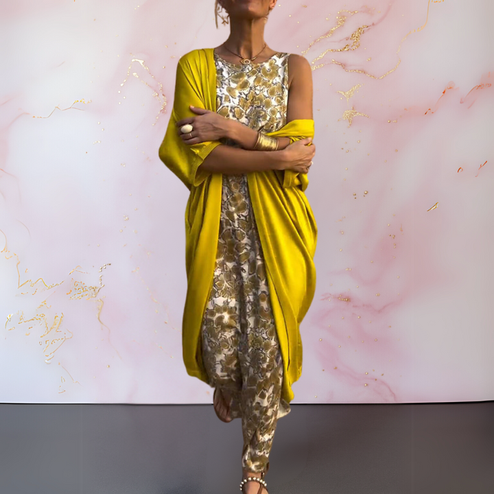 IRAVELLE – ELEGANT DRESS WITH CARDIGAN