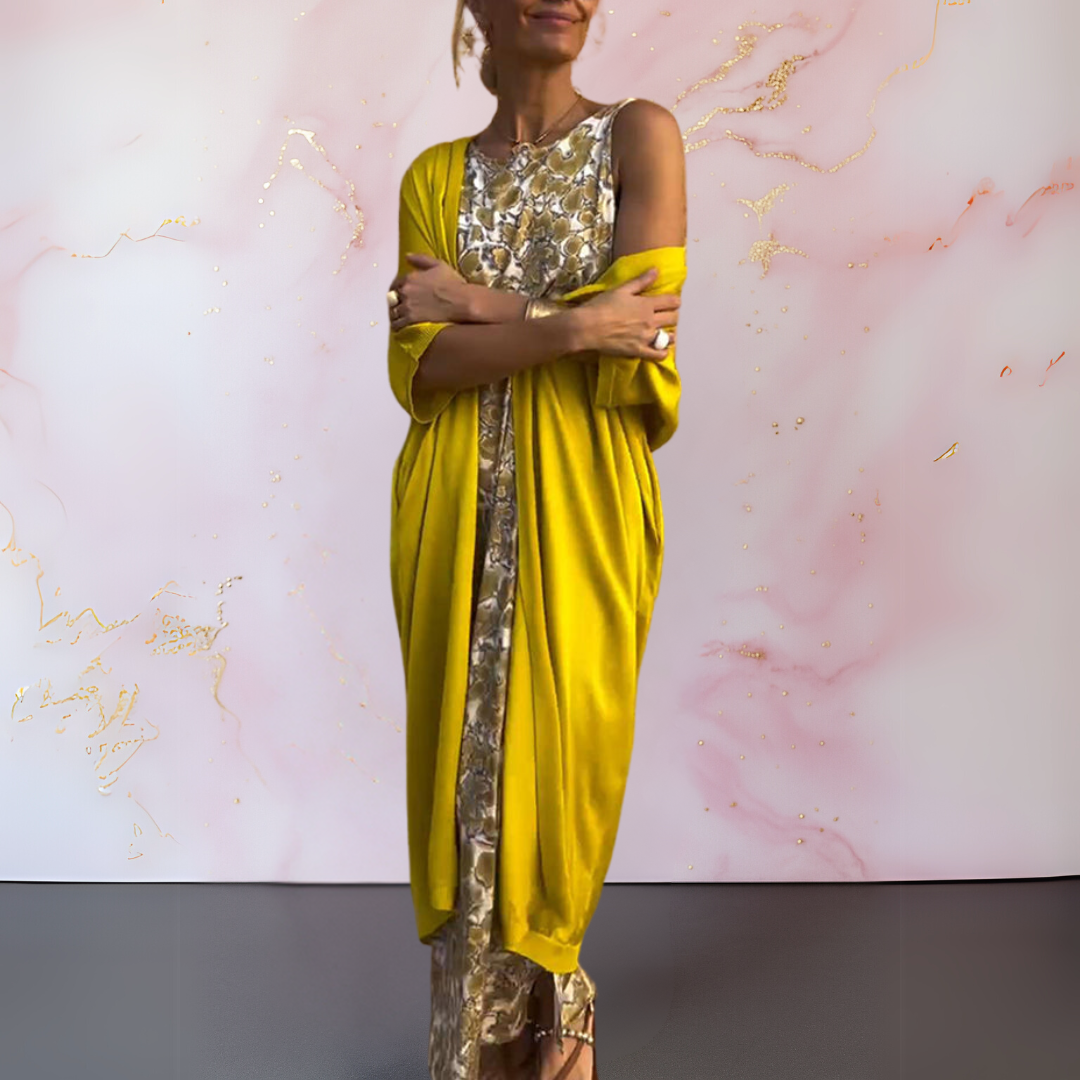 IRAVELLE – ELEGANT DRESS WITH CARDIGAN