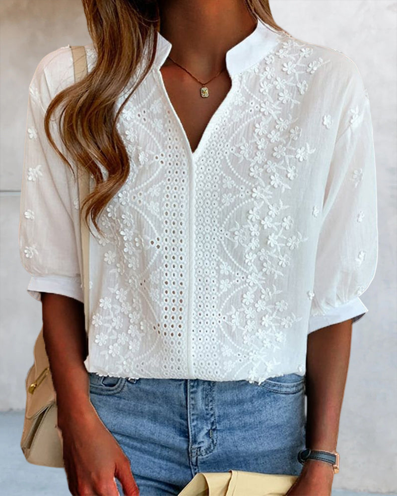 FINN – PUFF SLEEVES LACE BLOUSE