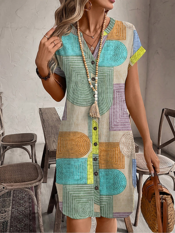 Mira | Geometric V-Neck Summer Dress