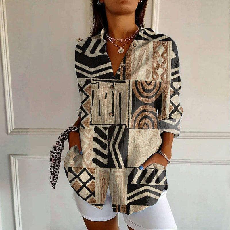 ISENITHRA – VINTAGE ABSTRACT PRINT SHIRT DRESS