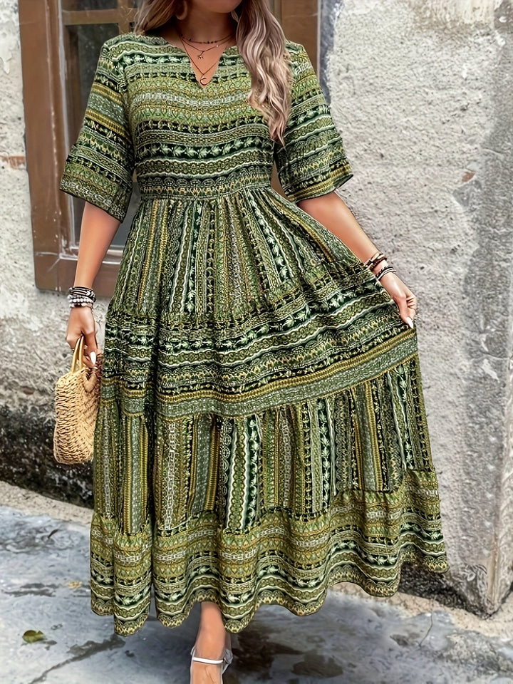 SYLPHA – ELEGANT ETHNIC PRINT BOHEMIAN DRESS