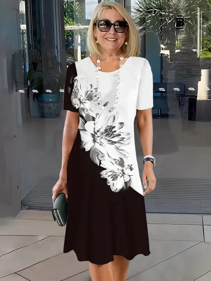 Rosara - Comfortable Loose Printed Medium Dress