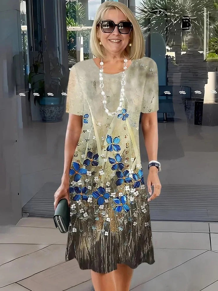 Rosara - Comfortable Loose Printed Medium Dress