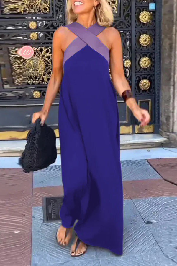 CARYS – WOMEN'S CROSS BACKLESS SLEEVELESS DRESS